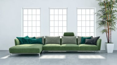 modern parlak iç mekan 3D resimleme