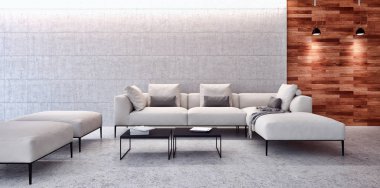 modern parlak iç mekan 3D resimleme