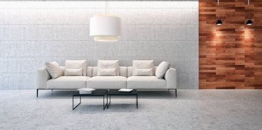 modern parlak iç mekan 3D resimleme