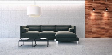 modern parlak iç mekan 3D resimleme