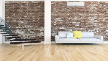 modern parlak iç mekan 3D resimleme