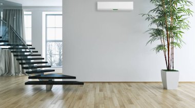 modern parlak iç mekan 3D resimleme