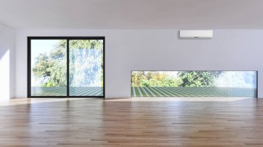 modern parlak iç mekan 3D resimleme