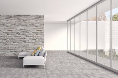 modern parlak iç mekan 3D resimleme