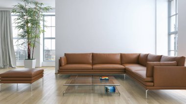 modern parlak iç mekan 3D resimleme