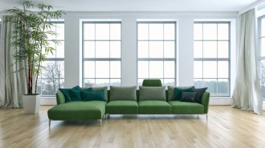 modern parlak iç mekan 3D resimleme