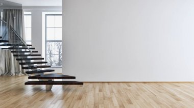 modern parlak iç mekan 3D resimleme