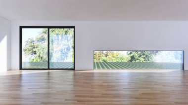 modern parlak iç mekan 3D resimleme