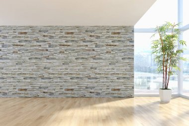 modern parlak iç mekan 3D resimleme