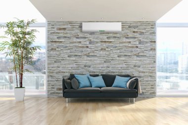 modern parlak iç mekan 3D resimleme