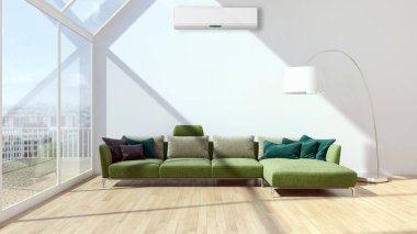 modern parlak iç mekan 3D resimleme