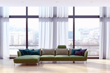 modern parlak iç mekan 3D resimleme