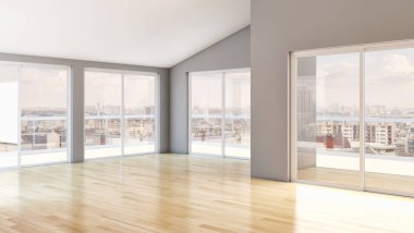 modern parlak iç mekan 3D resimleme