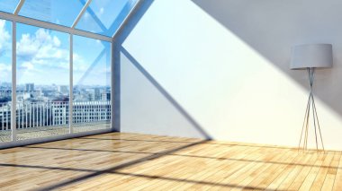 modern parlak iç mekan 3D resimleme