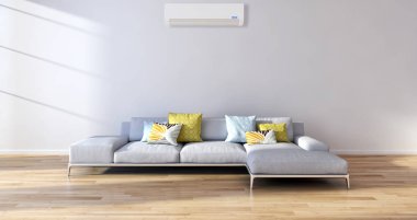 modern parlak iç mekan 3D resimleme