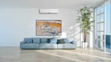 modern parlak iç mekan 3D resimleme