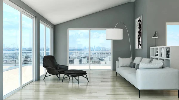 Modern helder interieur 3d rendering illustratie — Stockfoto