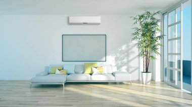 modern parlak iç mekan 3D resimleme