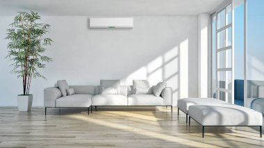 modern parlak iç mekan 3D resimleme