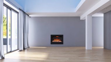 modern parlak iç mekan 3D resimleme