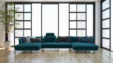 modern parlak iç mekan 3D resimleme