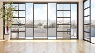 modern parlak iç mekan 3D resimleme