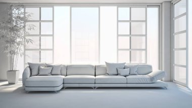 modern parlak iç mekan 3D resimleme