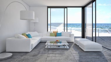 modern parlak iç mekan 3D resimleme