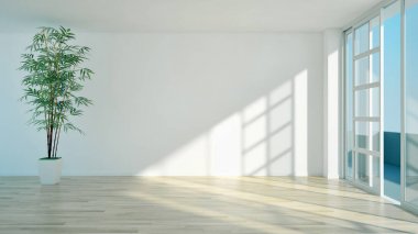 modern parlak iç mekan 3D resimleme