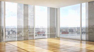 modern parlak iç mekan 3D resimleme