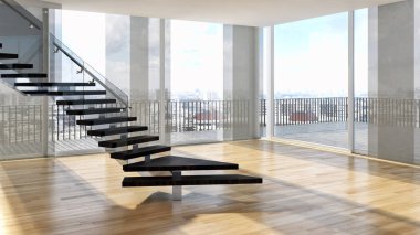 modern parlak iç mekan 3D resimleme