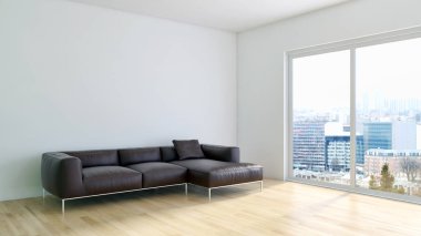 modern parlak iç mekan 3D resimleme