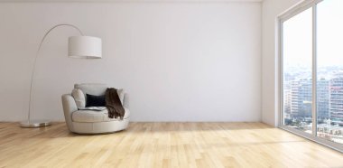 modern parlak iç mekan 3D resimleme