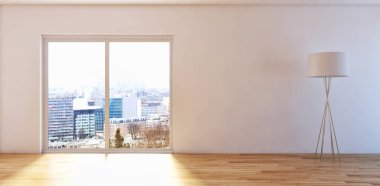 modern parlak iç mekan 3D resimleme