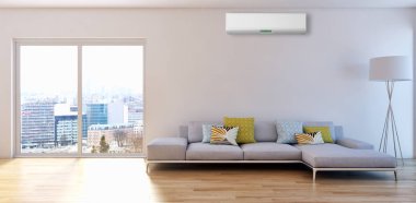 modern parlak iç mekan 3D resimleme