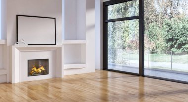 modern parlak iç mekan 3D resimleme