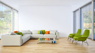 modern parlak iç mekan 3D resimleme