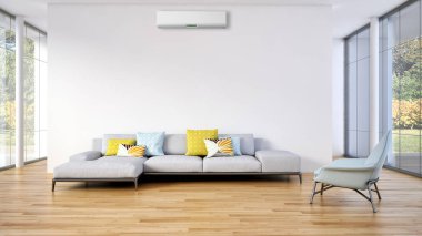 modern parlak iç mekan 3D resimleme