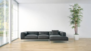 modern parlak iç mekan 3D resimleme