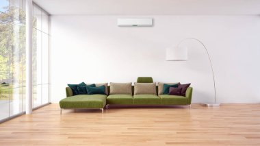 modern parlak iç mekan 3D resimleme