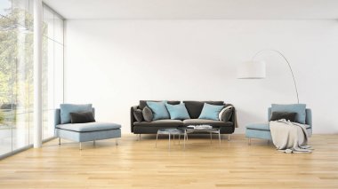 modern parlak iç mekan 3D resimleme