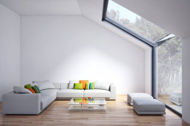 modern parlak iç mekan 3D resimleme