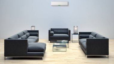 modern parlak iç mekan 3D resimleme