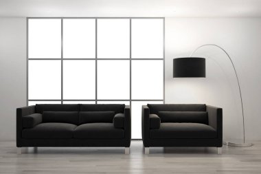 modern parlak iç mekan 3D resimleme