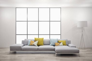 modern parlak iç mekan 3D resimleme