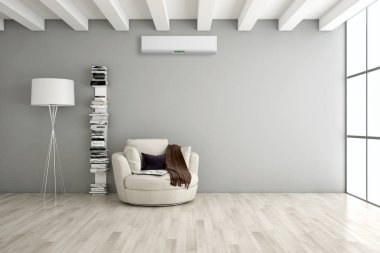 modern parlak iç mekan 3D resimleme