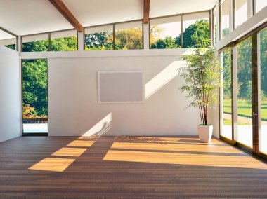 modern parlak iç mekan 3D resimleme