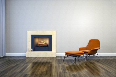modern parlak iç mekan 3D resimleme