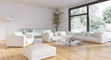 modern parlak iç mekan 3D resimleme