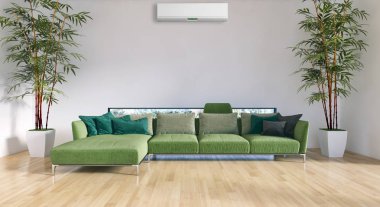 modern parlak iç mekan 3D resimleme